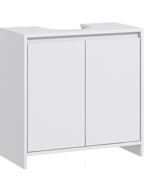 Meuble sous vasque design contemporain 2 portes étagère blanc - Kiabi