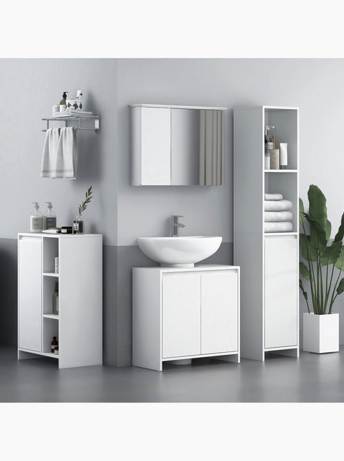 Meuble sous vasque design contemporain 2 portes étagère blanc - Kiabi