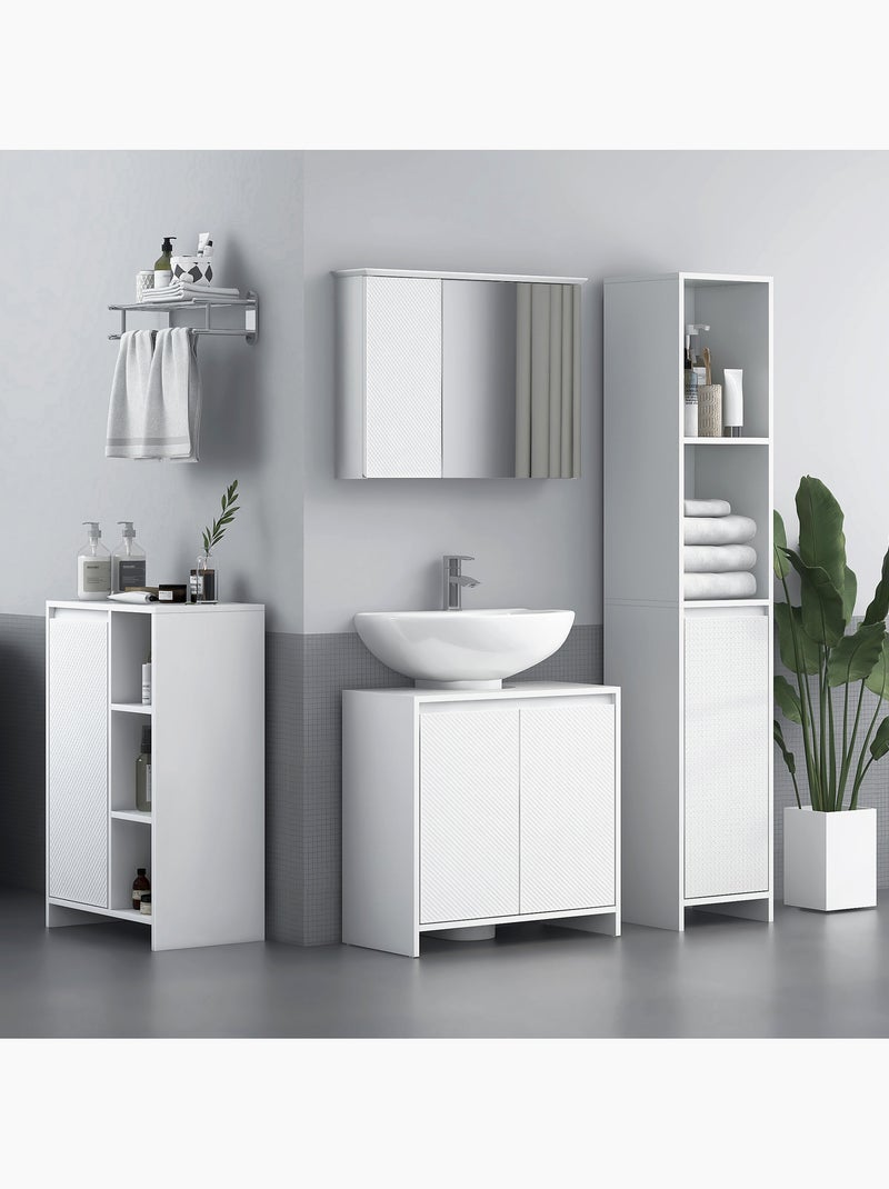 Meuble sous vasque design contemporain 2 portes étagère blanc Blanc Blanc - Kiabi