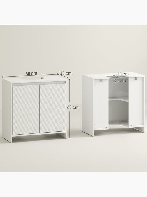 Meuble sous vasque design contemporain 2 portes étagère blanc - Kiabi