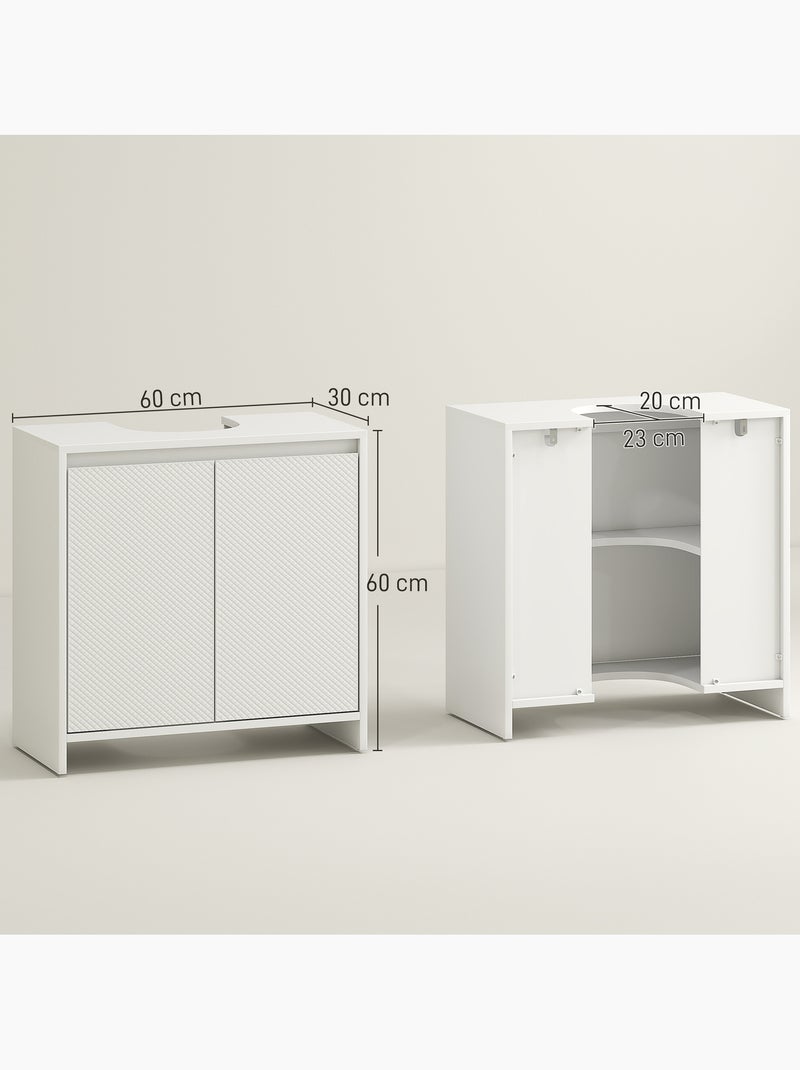 Meuble sous vasque design contemporain 2 portes étagère blanc Blanc Blanc - Kiabi