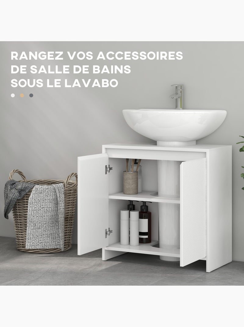 Meuble sous vasque design contemporain 2 portes étagère blanc Blanc Blanc - Kiabi