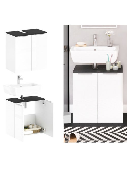 Meuble sous vasque design Samy - L. 56 x H. 60 cm - Blanc - Kiabi