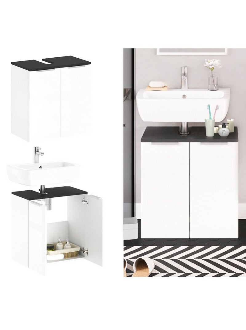 Meuble sous vasque design Samy - L. 56 x H. 60 cm - Blanc Blanc - Kiabi