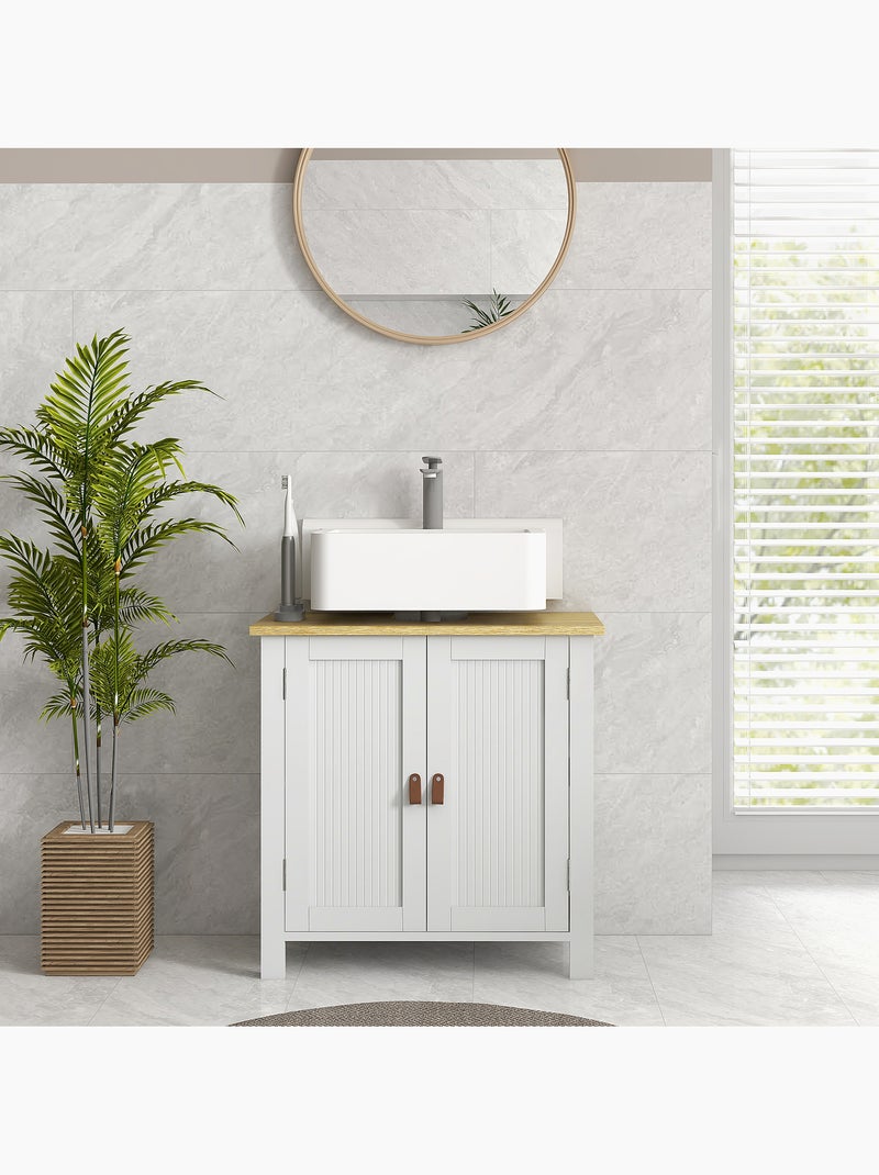 Meuble sous-vasque sur pied 2 portes étagère réglable Blanc Blanc - Kiabi