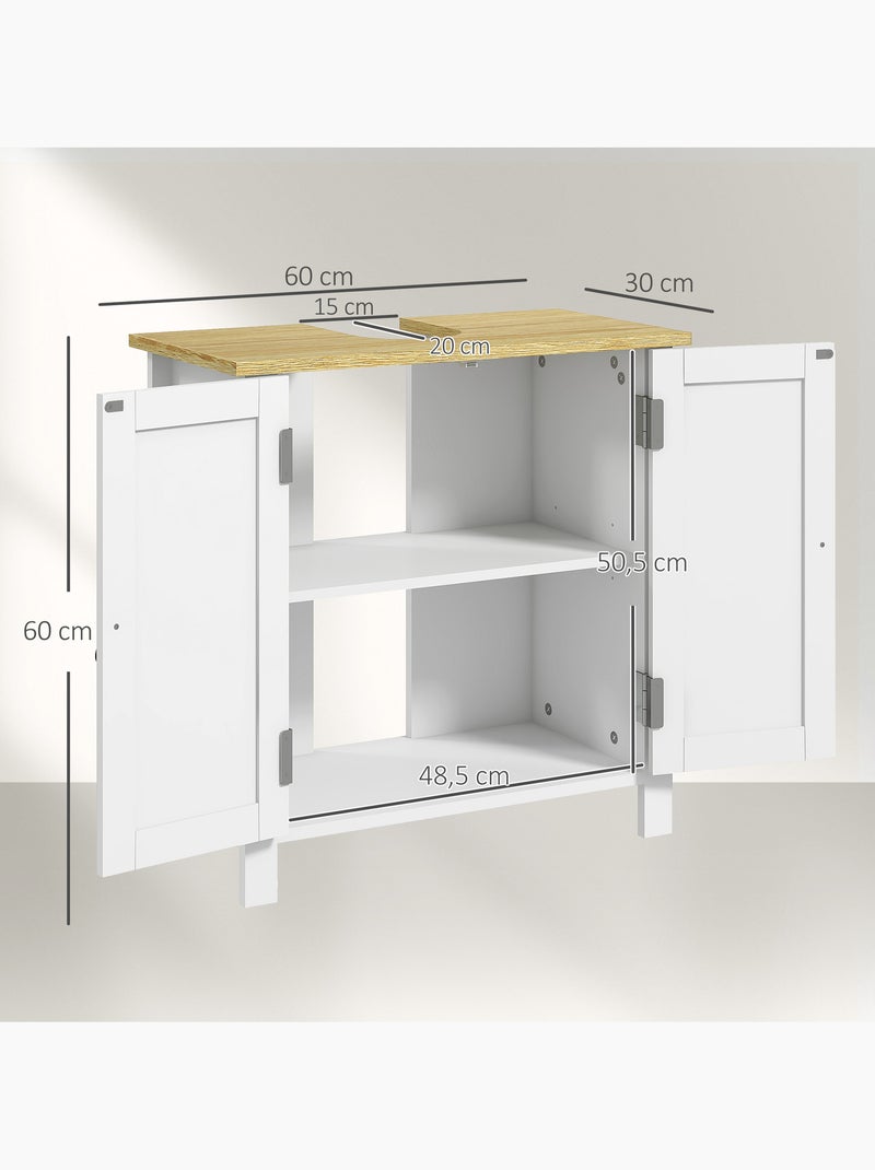 Meuble sous-vasque sur pied 2 portes étagère réglable Blanc Blanc - Kiabi
