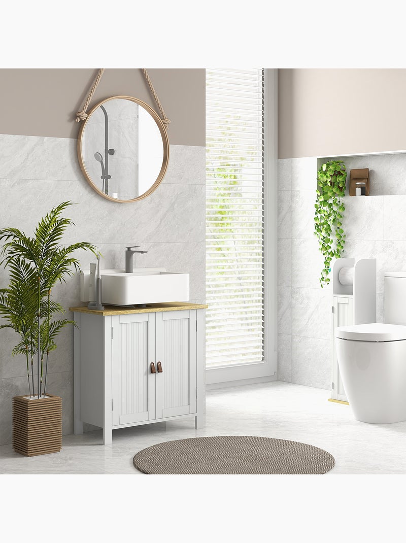 Meuble sous-vasque sur pied 2 portes étagère réglable Blanc Blanc - Kiabi