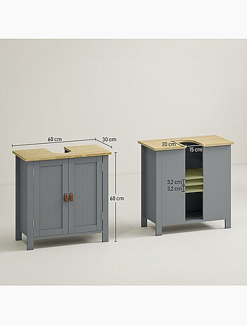 Meuble sous-vasque sur pied 2 portes étagère réglable