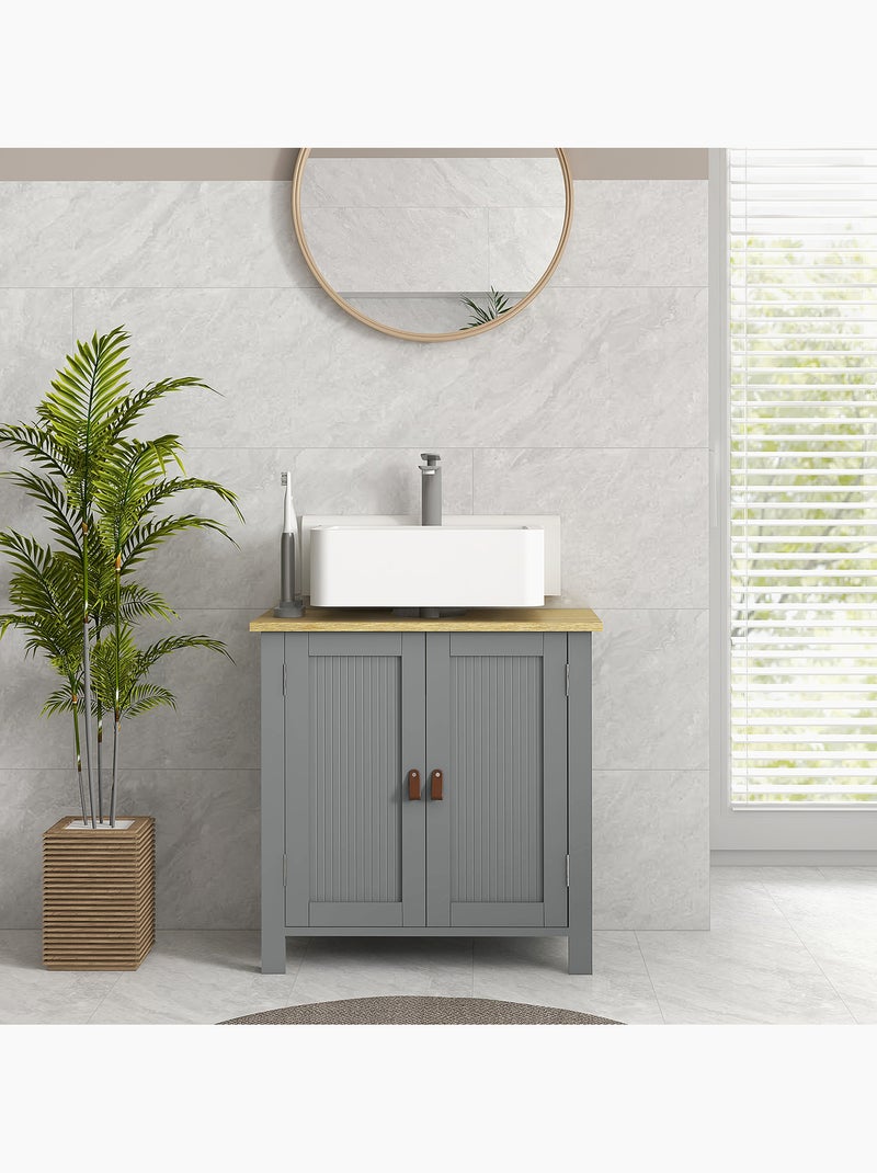 Meuble sous-vasque sur pied 2 portes étagère réglable Gris - Kiabi
