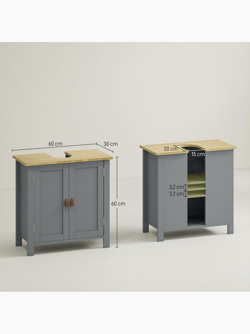 Meuble sous-vasque sur pied 2 portes étagère réglable - Kiabi