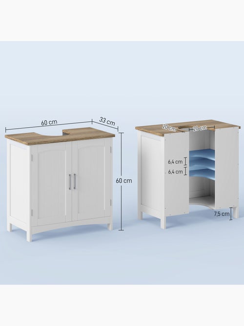 Meuble sous vasque sur pied 2 portes étagères - Kiabi