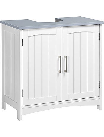 Meuble sous vasque sur pied 2 portes étagères