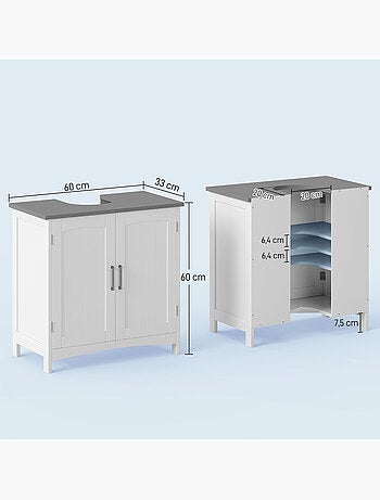 Meuble sous vasque sur pied 2 portes étagères