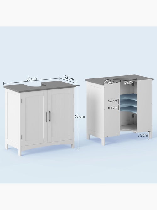 Meuble sous vasque sur pied 2 portes étagères - Kiabi