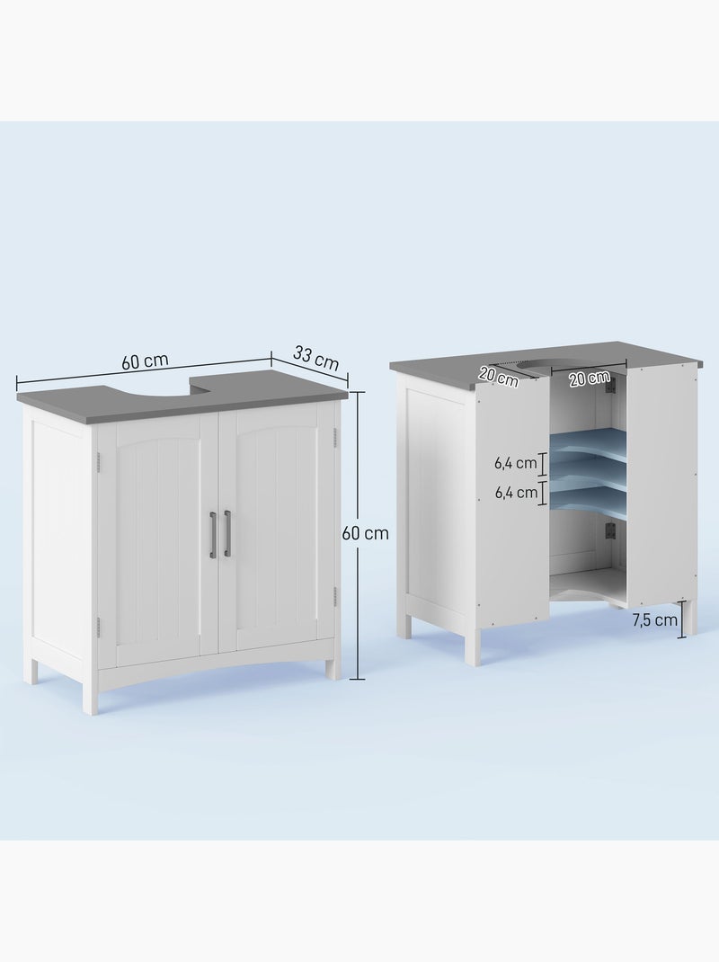 Meuble sous vasque sur pied 2 portes étagères Gris - Kiabi