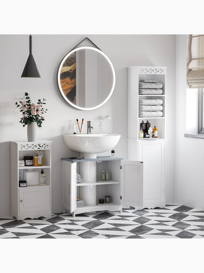 Meuble sous vasque sur pied 2 portes étagères Gris - Kiabi