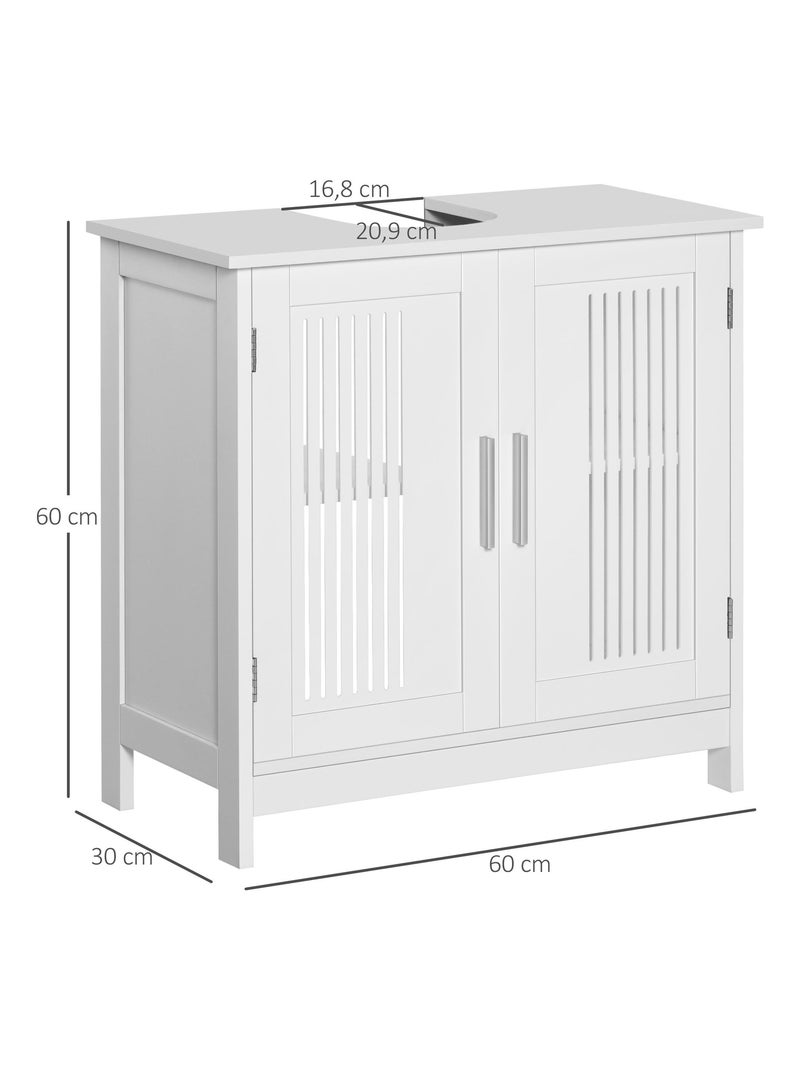 Meuble vasque 2 portes rainurées avec étagère blanc Blanc Blanc - Kiabi