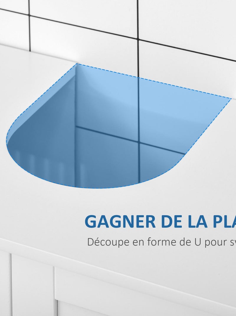 Meuble vasque 2 portes rainurées avec étagère blanc Blanc Blanc - Kiabi