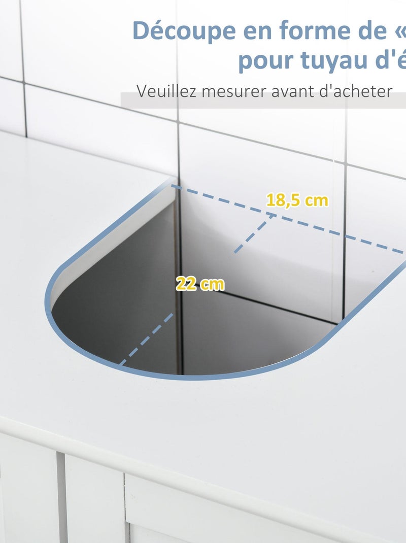 Meuble vasque 2 portes rainurées avec étagère Blanc Blanc - Kiabi