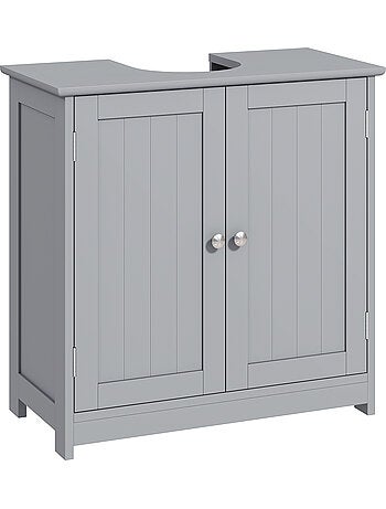 Meuble vasque 2 portes rainurées avec étagère
