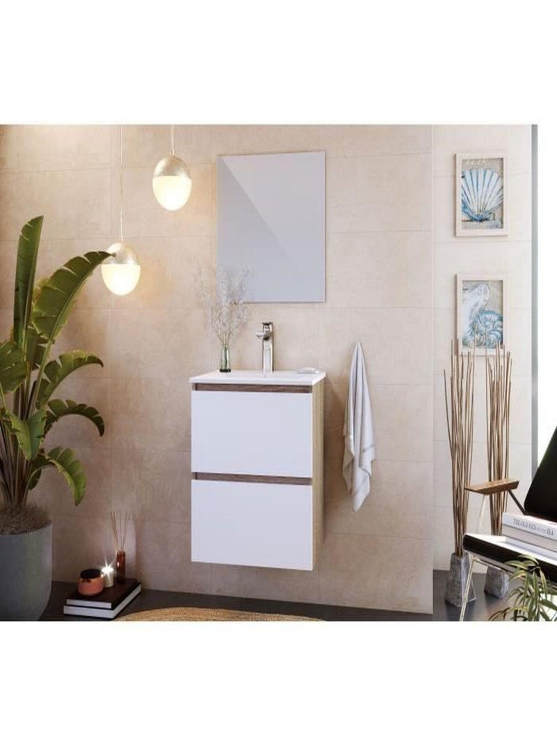 Meuble vasque MYSTIC 60 cm - 2 tiroirs - Mélaminé - AUCUNE Blanc - Kiabi