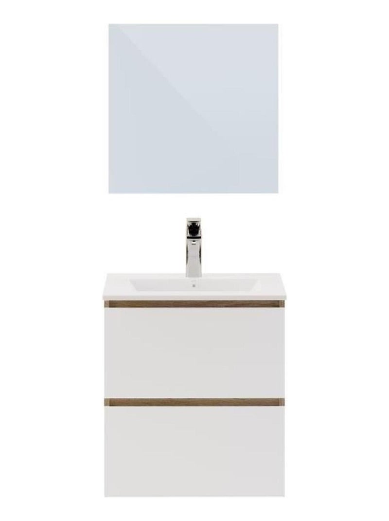 Meuble vasque MYSTIC 60 cm - 2 tiroirs - Mélaminé - AUCUNE Blanc - Kiabi