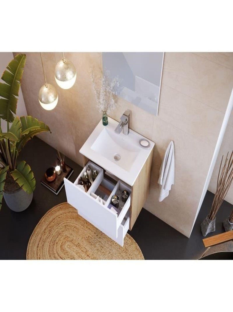 Meuble vasque MYSTIC 60 cm - 2 tiroirs - Mélaminé - AUCUNE Blanc - Kiabi