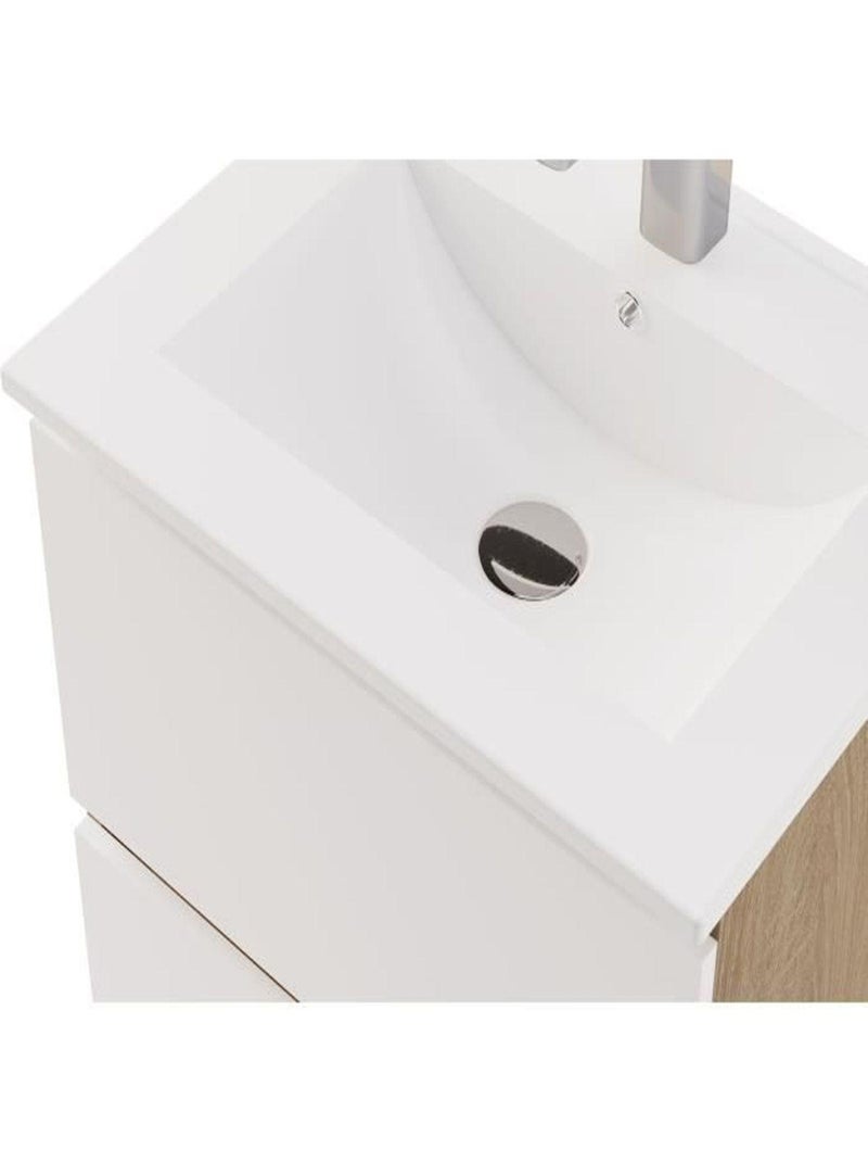 Meuble vasque MYSTIC 60 cm - 2 tiroirs - Mélaminé - AUCUNE Blanc - Kiabi