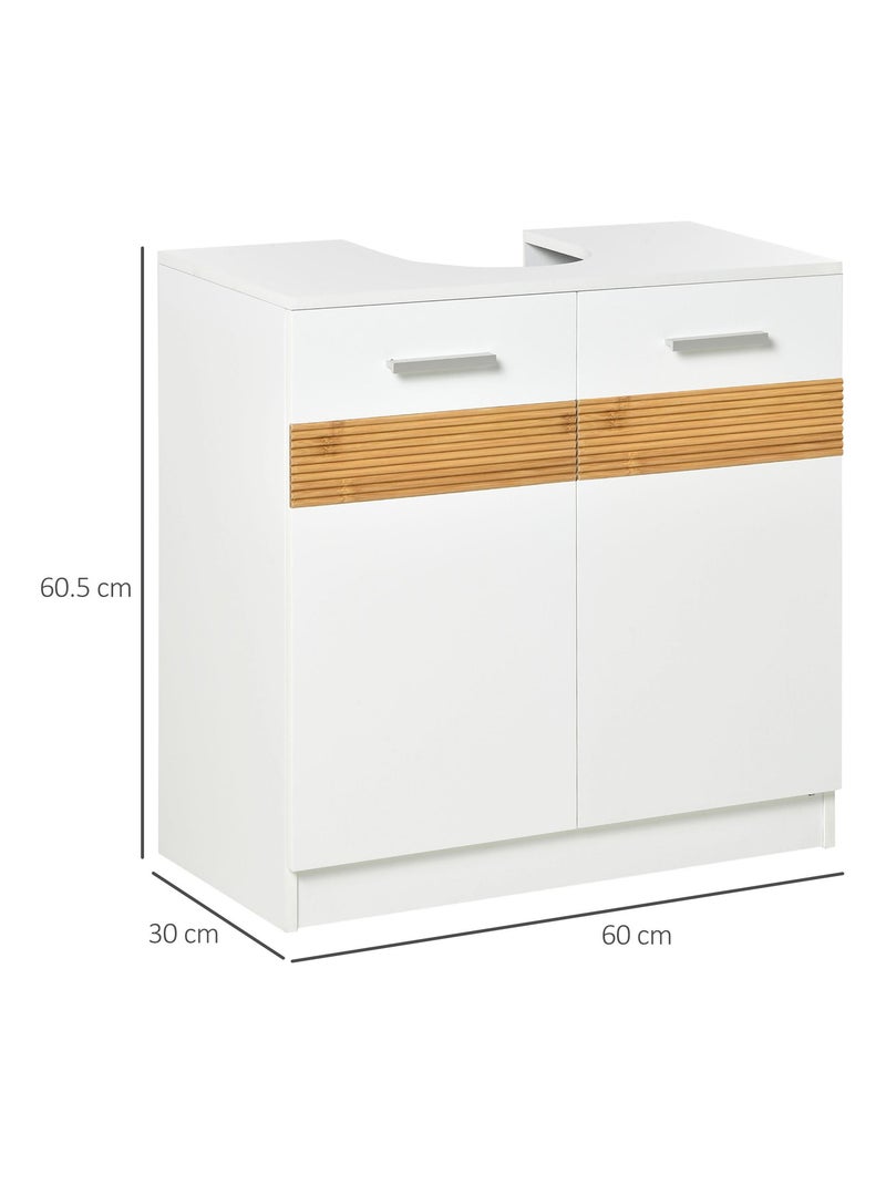 Meuble vasque style cosy chic blanc bandeau bambou Blanc Blanc - Kiabi