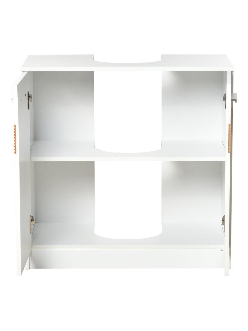 Meuble vasque style cosy chic blanc bandeau bambou Blanc Blanc - Kiabi