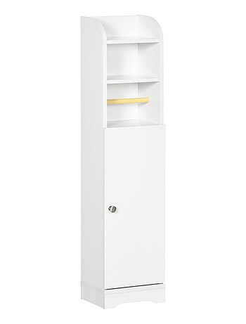 Meuble WC - porte, 2 étagères, niche, support papier