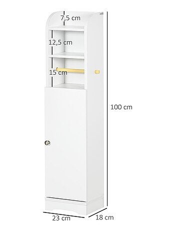 Meuble WC - porte, 2 étagères, niche, support papier