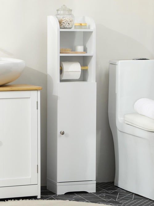 Meuble WC - porte, 2 étagères, niche, support papier - Kiabi