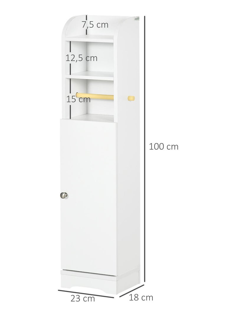 Meuble WC - porte, 2 étagères, niche, support papier Blanc Blanc - Kiabi