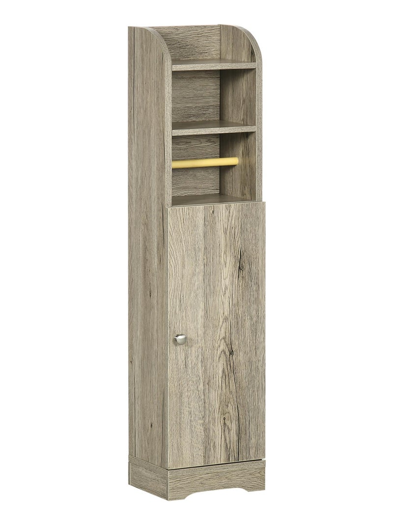 Meuble WC - porte, 2 étagères, niche, support papier Gris - Kiabi