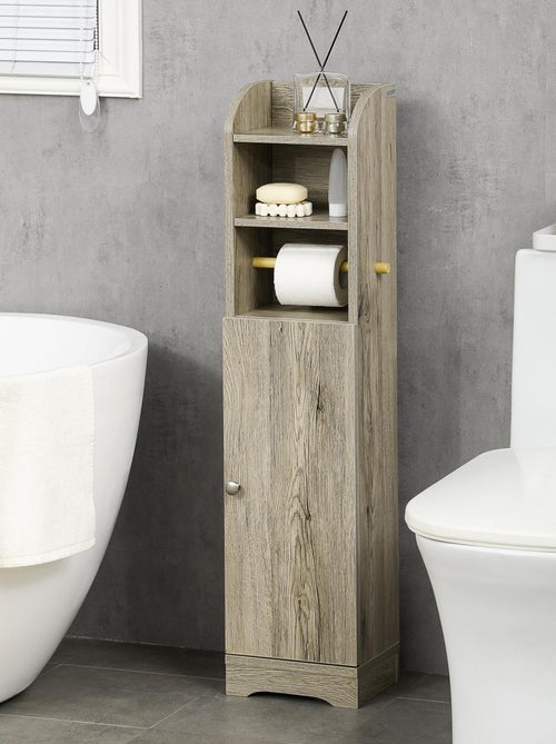 Meuble WC - porte, 2 étagères, niche, support papier - Kiabi