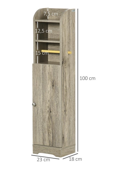 Meuble WC - porte, 2 étagères, niche, support papier - Kiabi