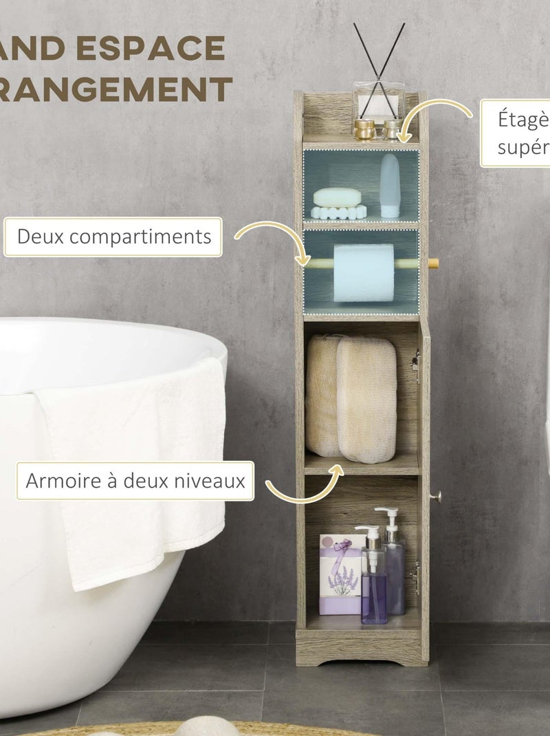 Meuble WC - porte, 2 étagères, niche, support papier Gris - Kiabi