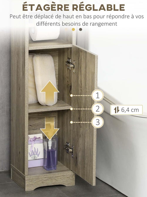Meuble WC - porte, 2 étagères, niche, support papier - Kiabi