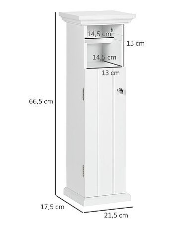 Meuble WC - porte, support papier - blanc