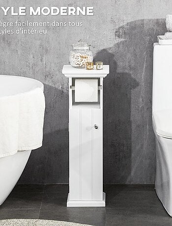 Meuble WC - porte, support papier - blanc