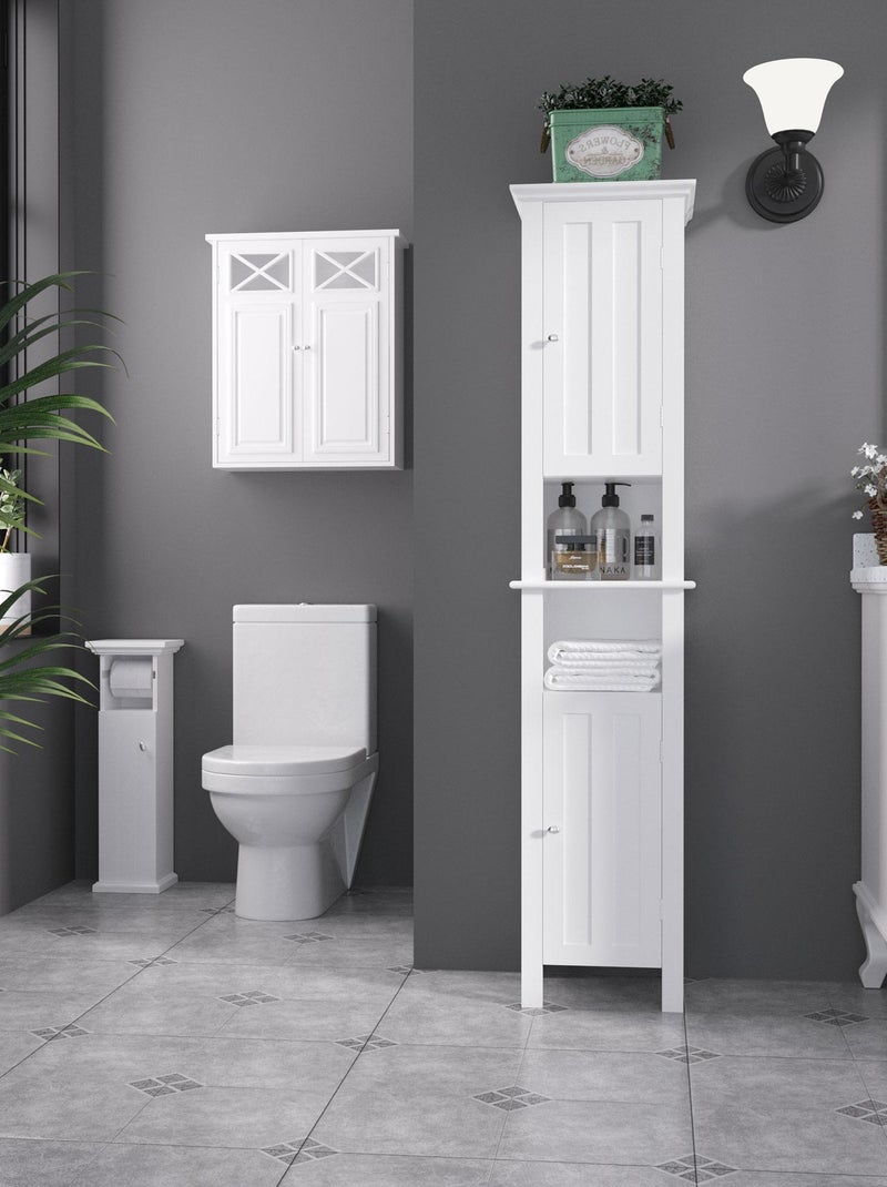 Meuble WC - porte, support papier - blanc Blanc Blanc - Kiabi