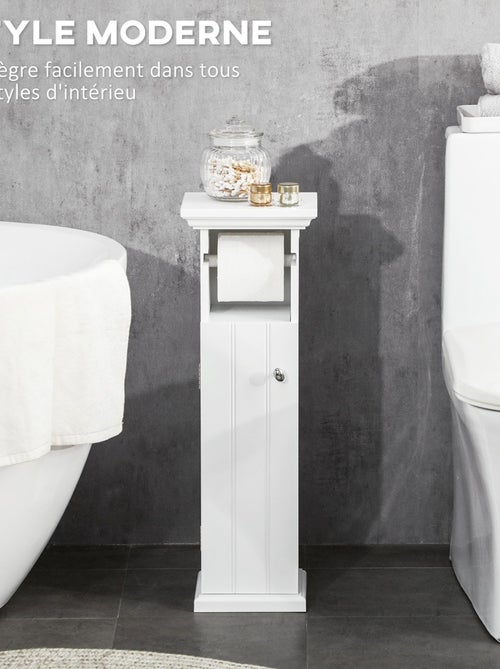 Meuble WC - porte, support papier - blanc - Kiabi