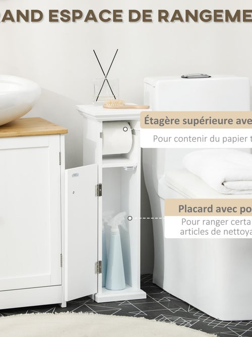 Meuble WC - porte, support papier - blanc - Kiabi
