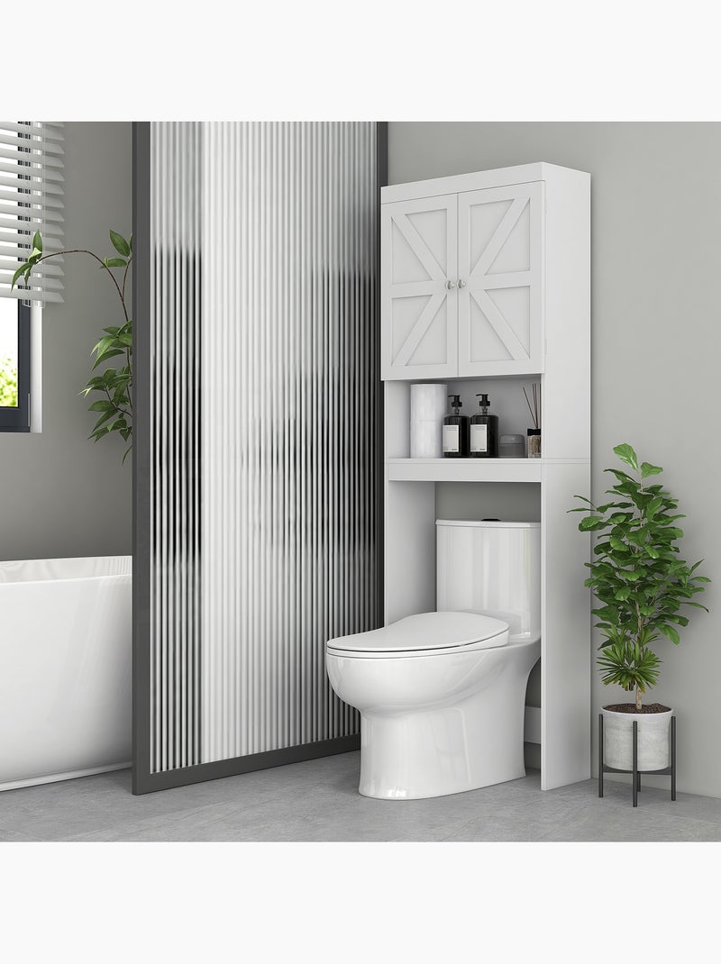 Meuble wc - rangement au-dessus des toilettes - 2 portes croisillons, niche - blanc Blanc Blanc - Kiabi