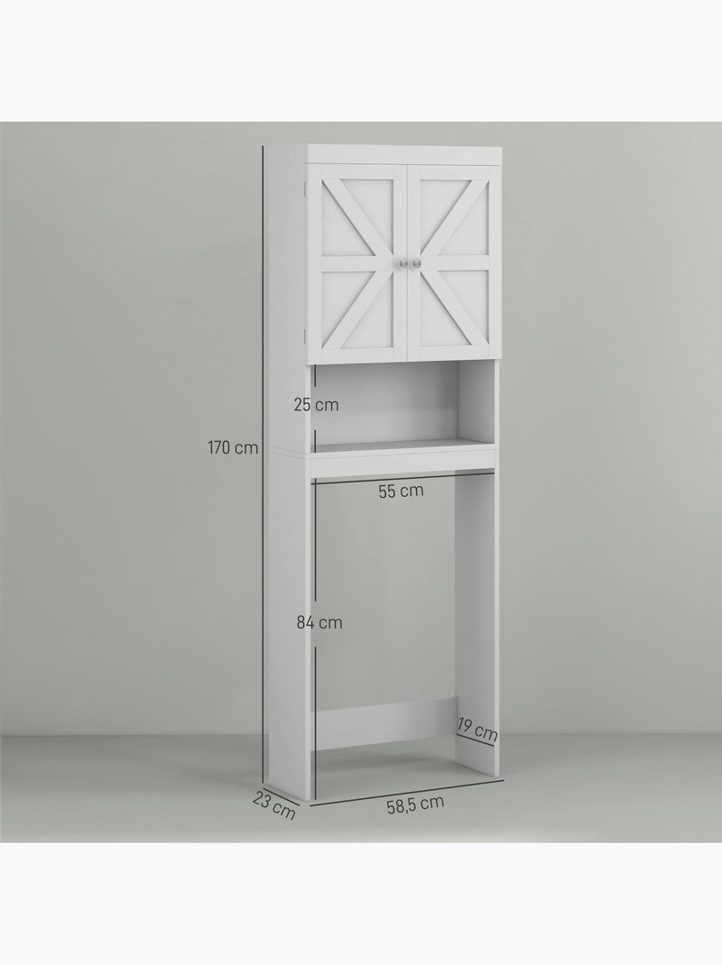 Meuble wc - rangement au-dessus des toilettes - 2 portes croisillons, niche - blanc Blanc Blanc - Kiabi