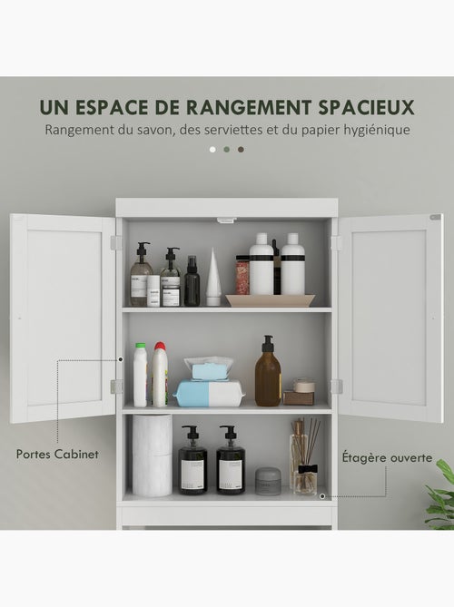 Meuble wc - rangement au-dessus des toilettes - 2 portes croisillons, niche - blanc - Kiabi