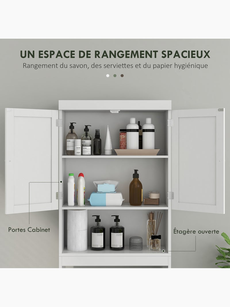Meuble wc - rangement au-dessus des toilettes - 2 portes croisillons, niche - blanc Blanc Blanc - Kiabi