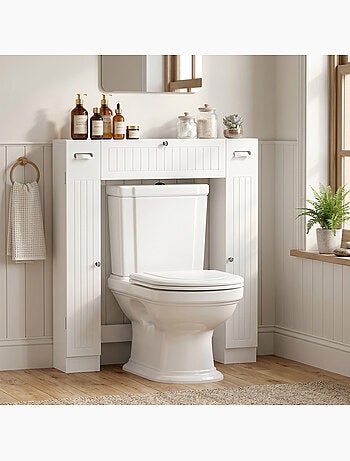 Meuble wc dessus de toilette multi-rangement blanc