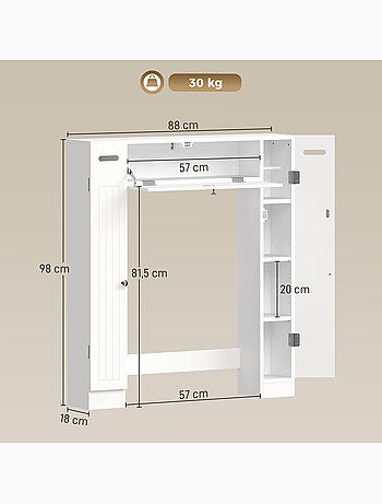 Meuble wc dessus de toilette multi-rangement blanc